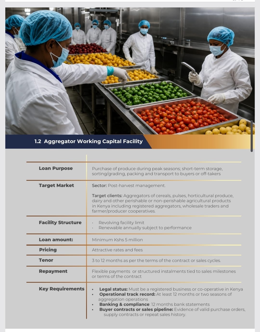Aggregator Working Capital Facility